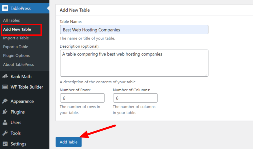 Add new table with TablePress Add new table in WordPress using TablePress plugin