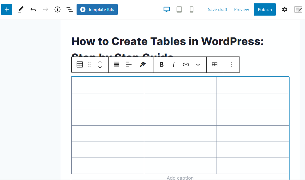 table built with WordPress block editor Example of a table built with block editor
