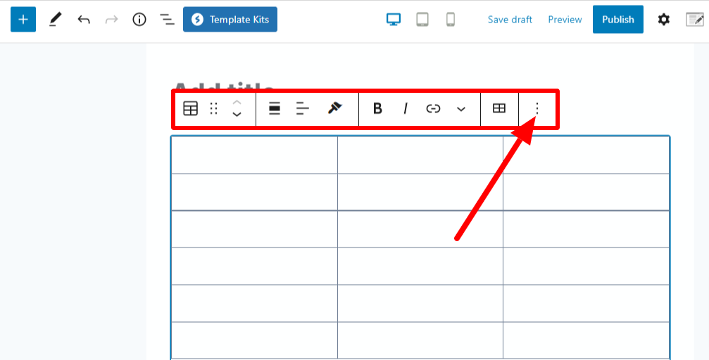 table customize menu on block editor Access the table customize menu on block editor