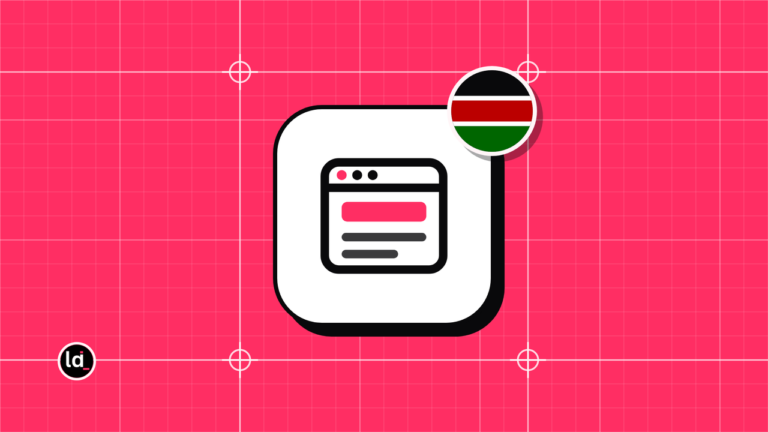Blog page drawn in a white tile on pink with a Kenyan flag badge