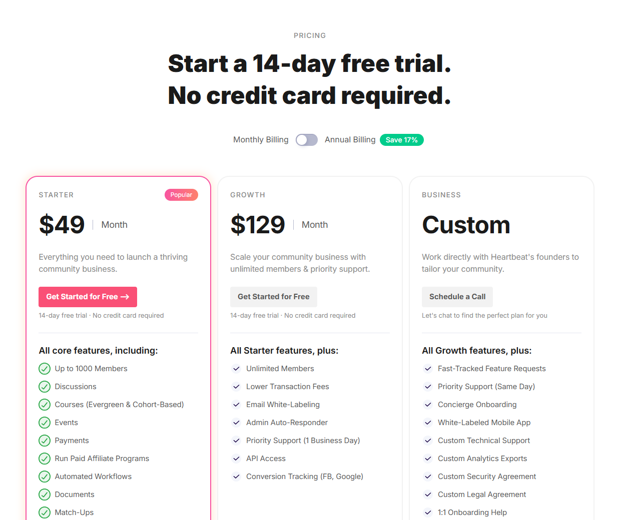 Heartbeat pricing
