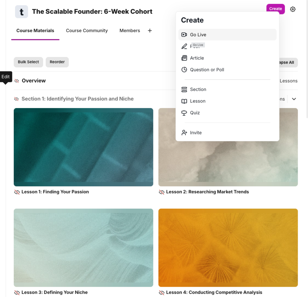 cohort-based course appearance in mighty networks