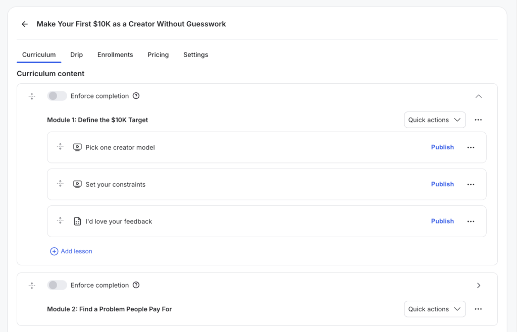 GroupApp course curriculum builder
