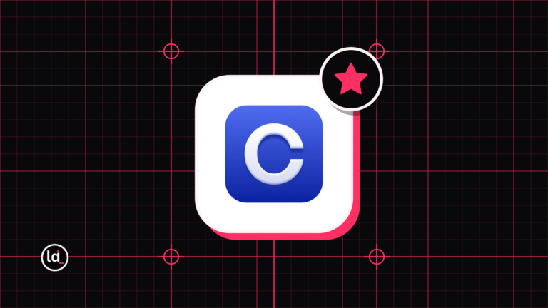 Circle app icon on a black grid with a pink star badge for the review