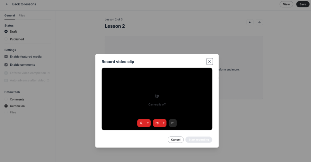 Circle Native Video Recorder Insider Course Lesson Builder