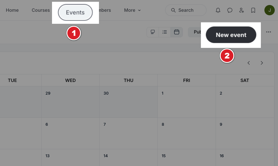 Creating an event in a circle community