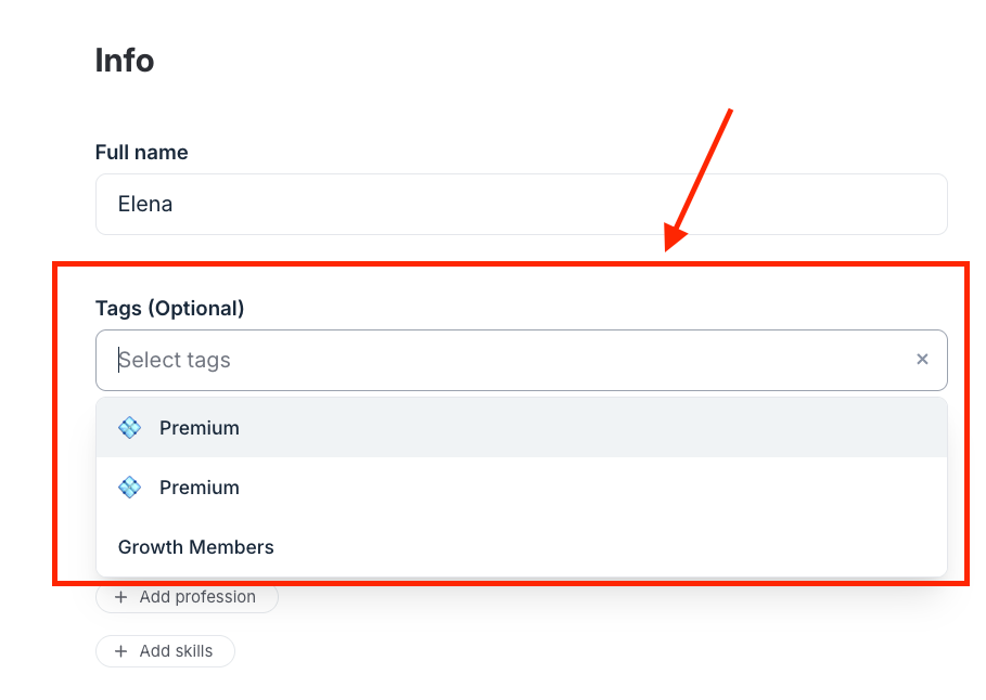 Assigning a tag manually in circle