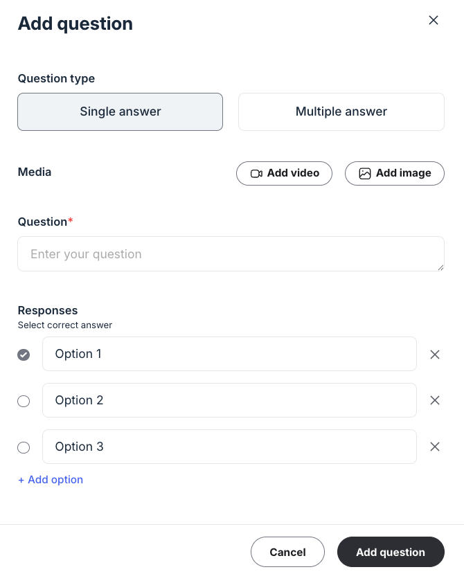 Quiz builder in Circle course builder