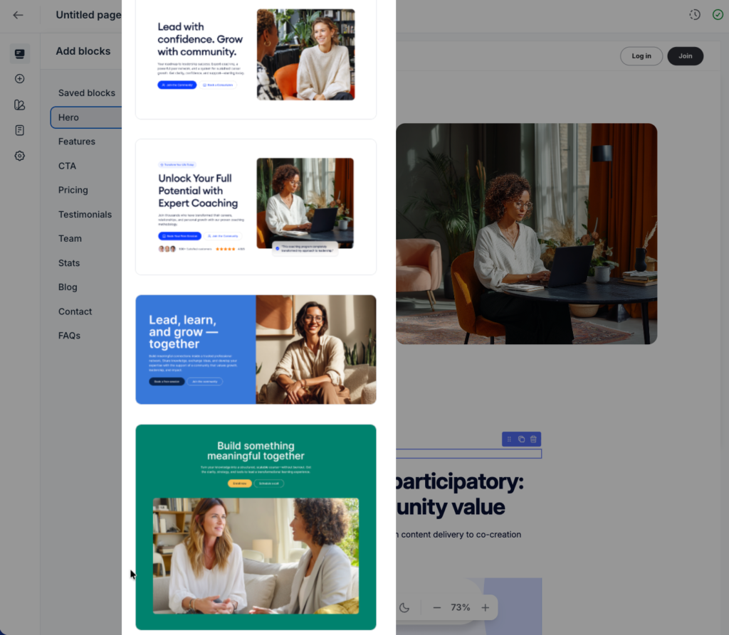 Circle page builder block templates