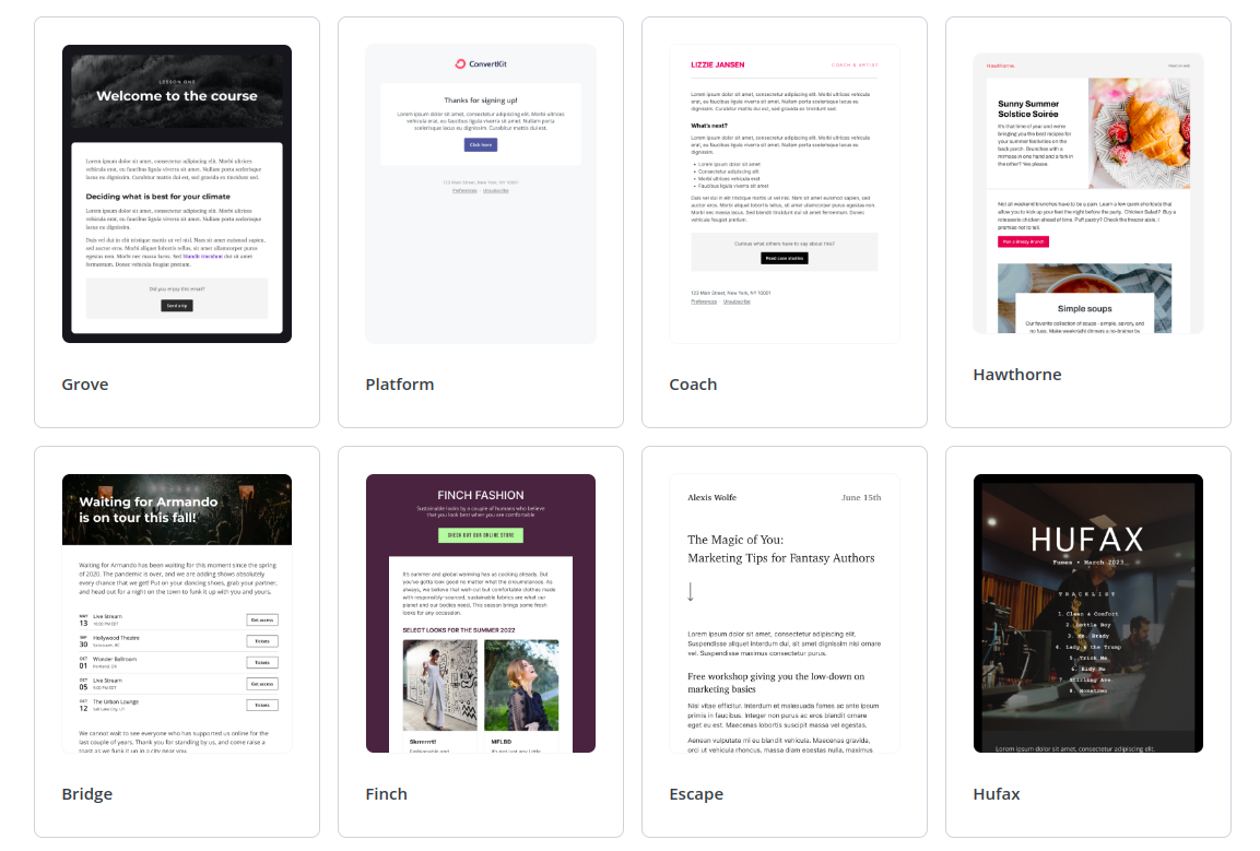 Email templates in ConvertKit