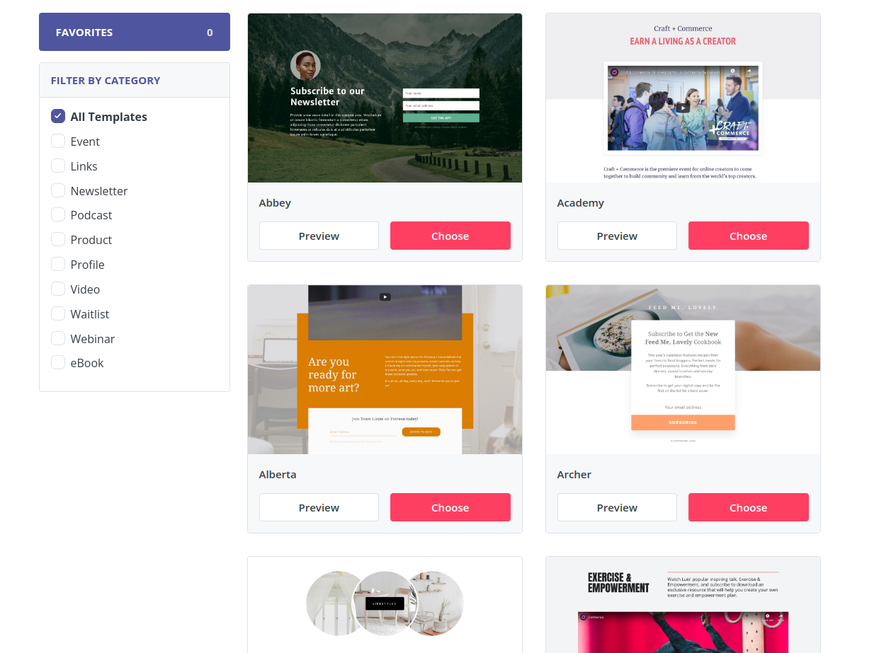 ConvertKit landing page templates