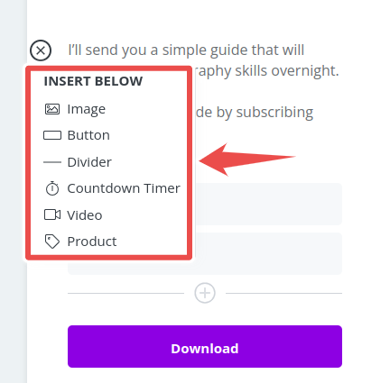 different elements you can add to ConvertKit forms