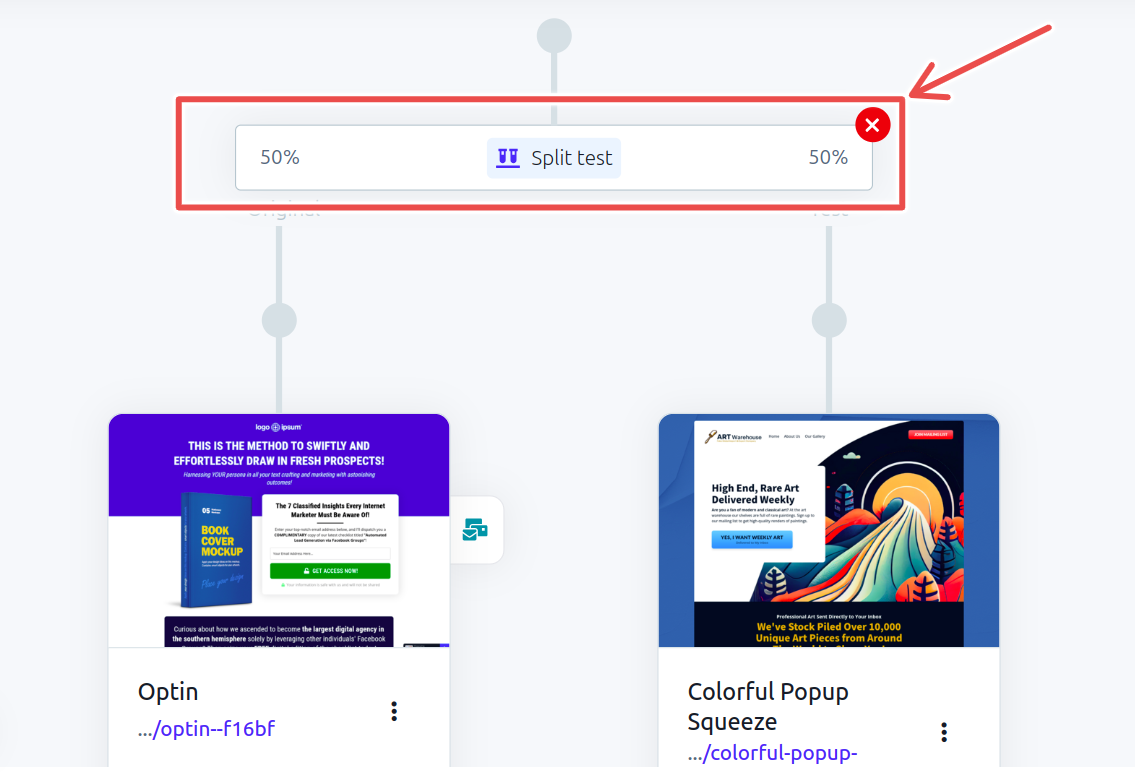 split testing workflows in clickfunnels