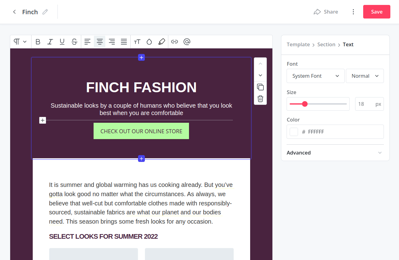 ConvertKit email editor