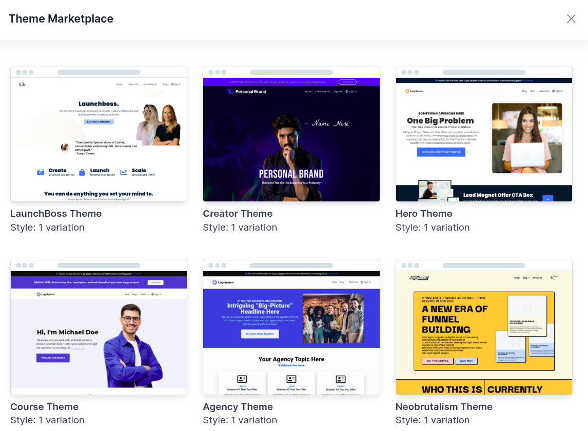 clickfunnels website themes