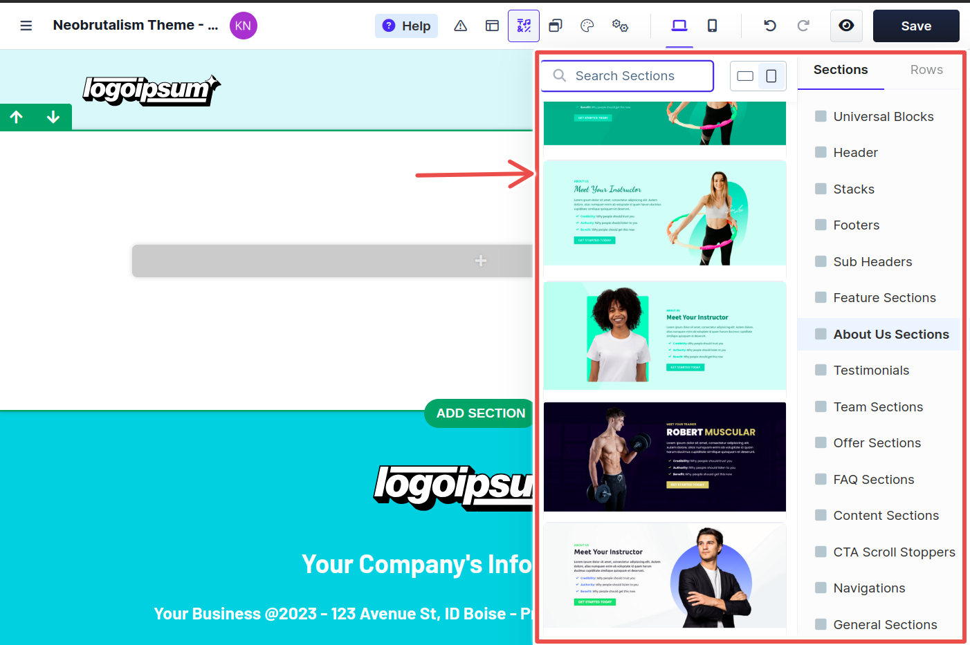 ClickFunnels section templates
