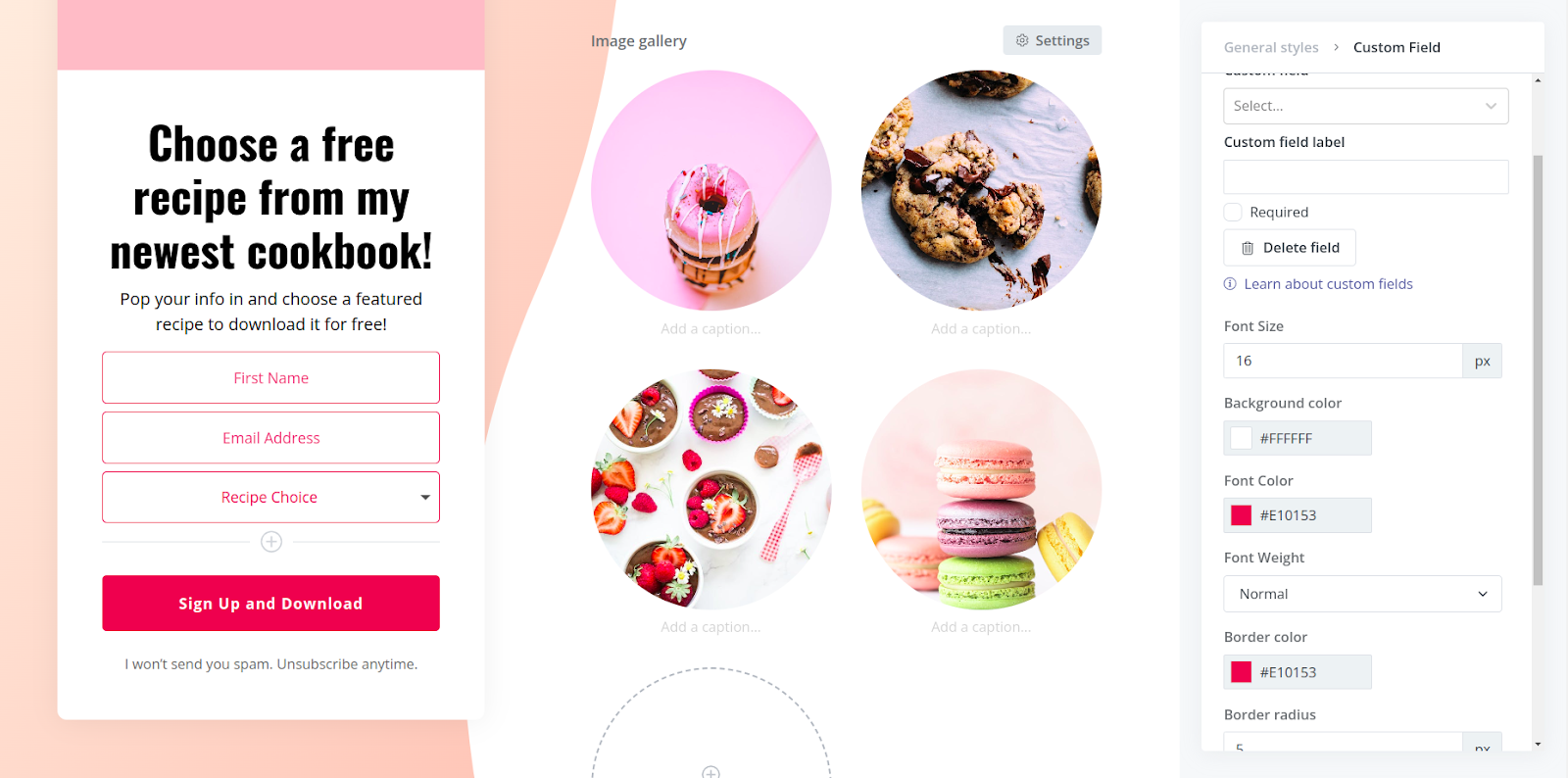 ConvertKit template editor UI