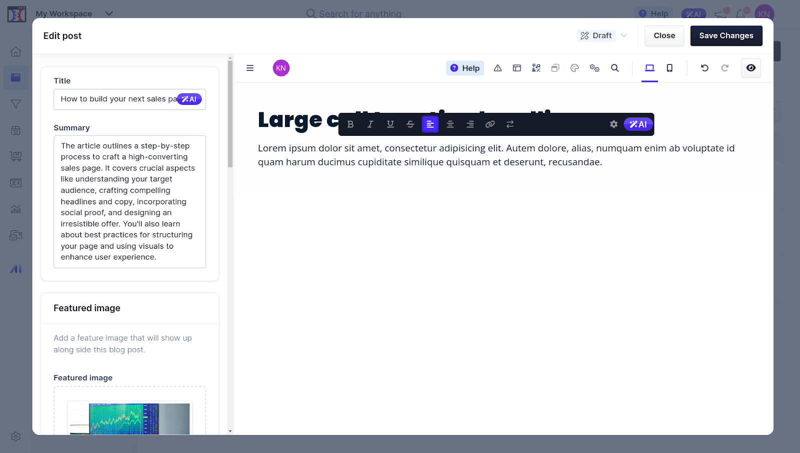 clickfunnels blog editor