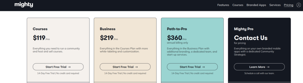 Mighty Networks Pricing