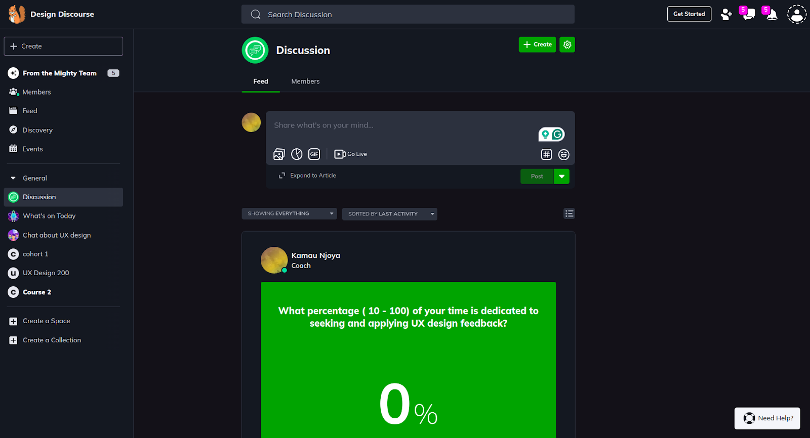 Mighty networks community UI