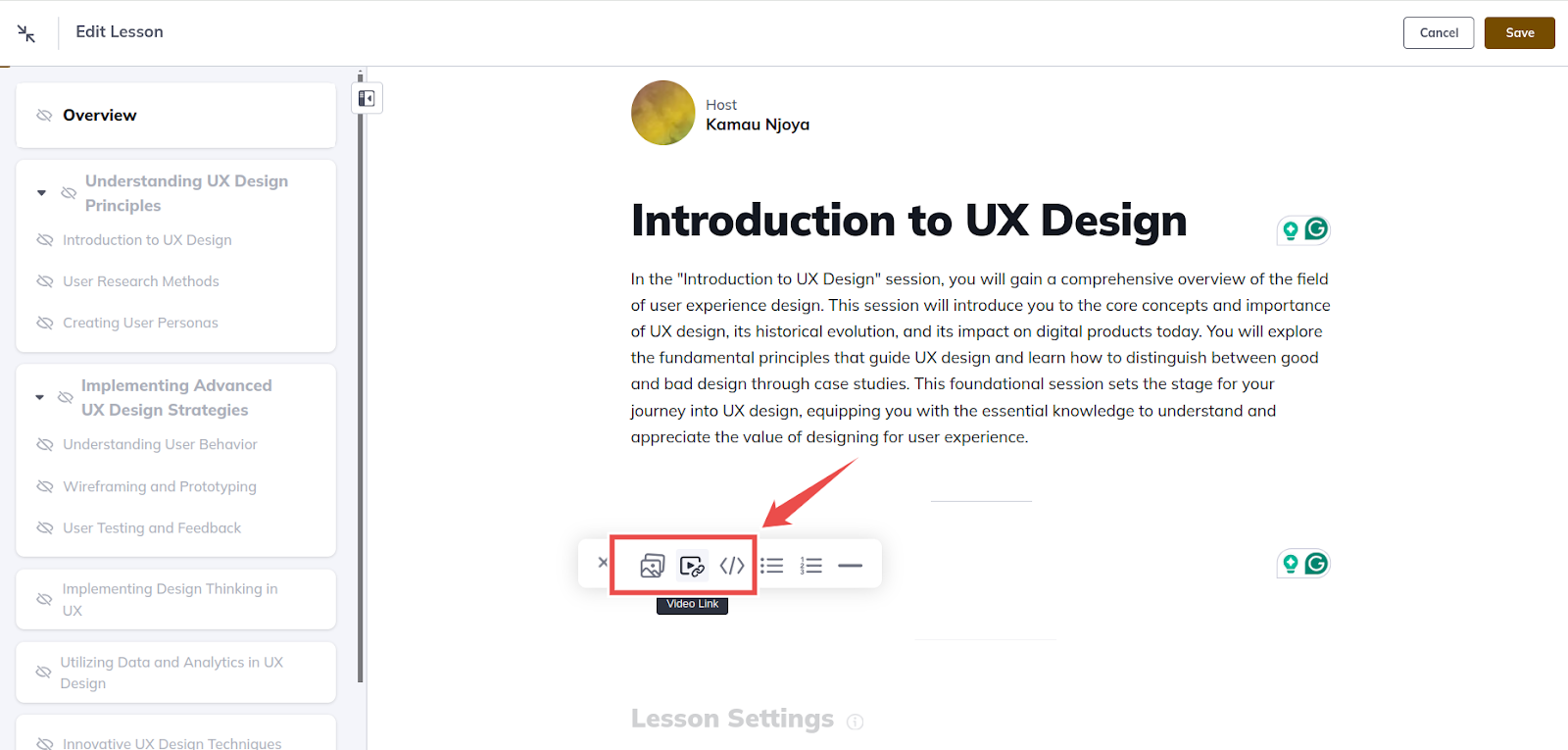 add video to your course