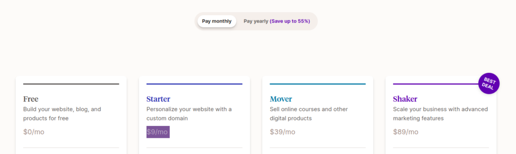 Podia pricing packages