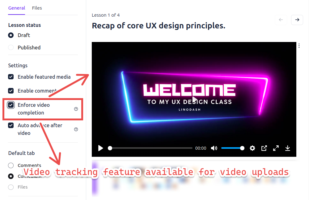 video tracking feature enabled in video uploads