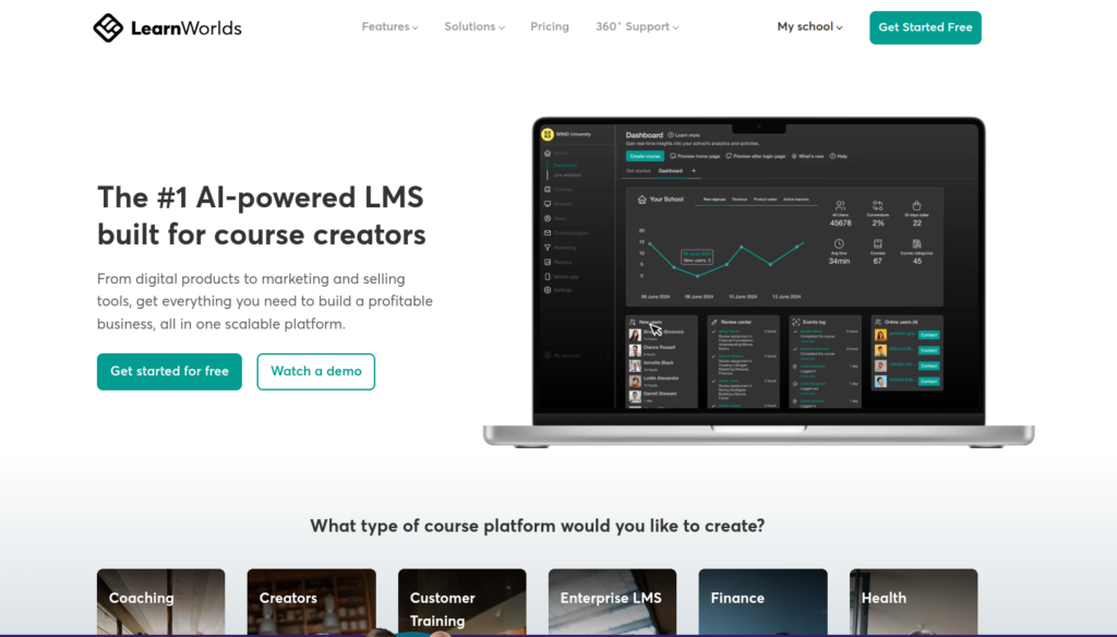 LearnWorlds website