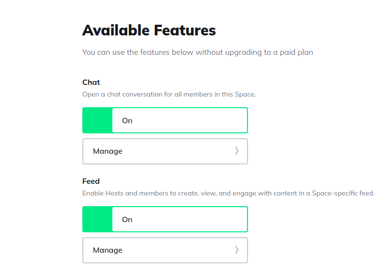 chat and feed features