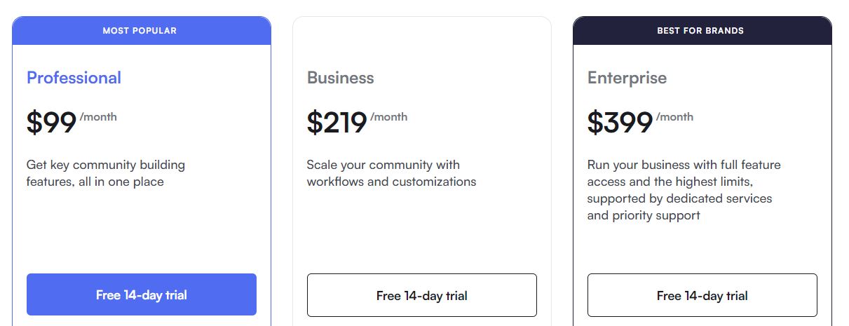 Circle Pricing page