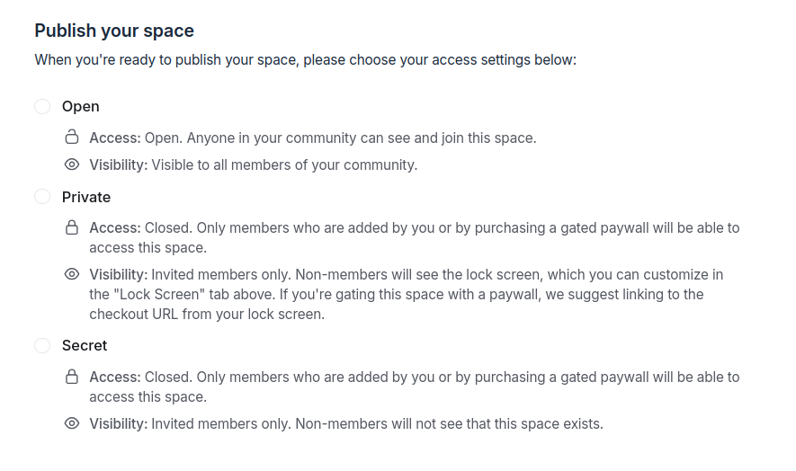 access level in spaces