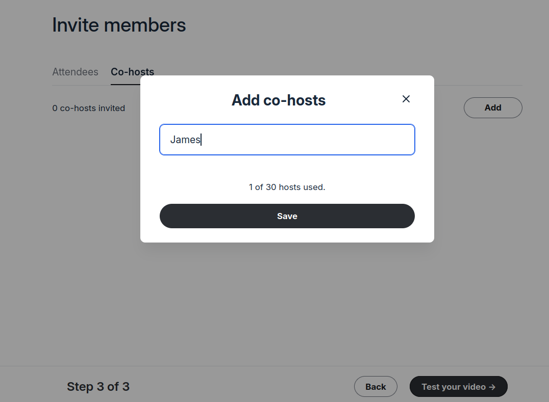 Inviting cohosts in live streams