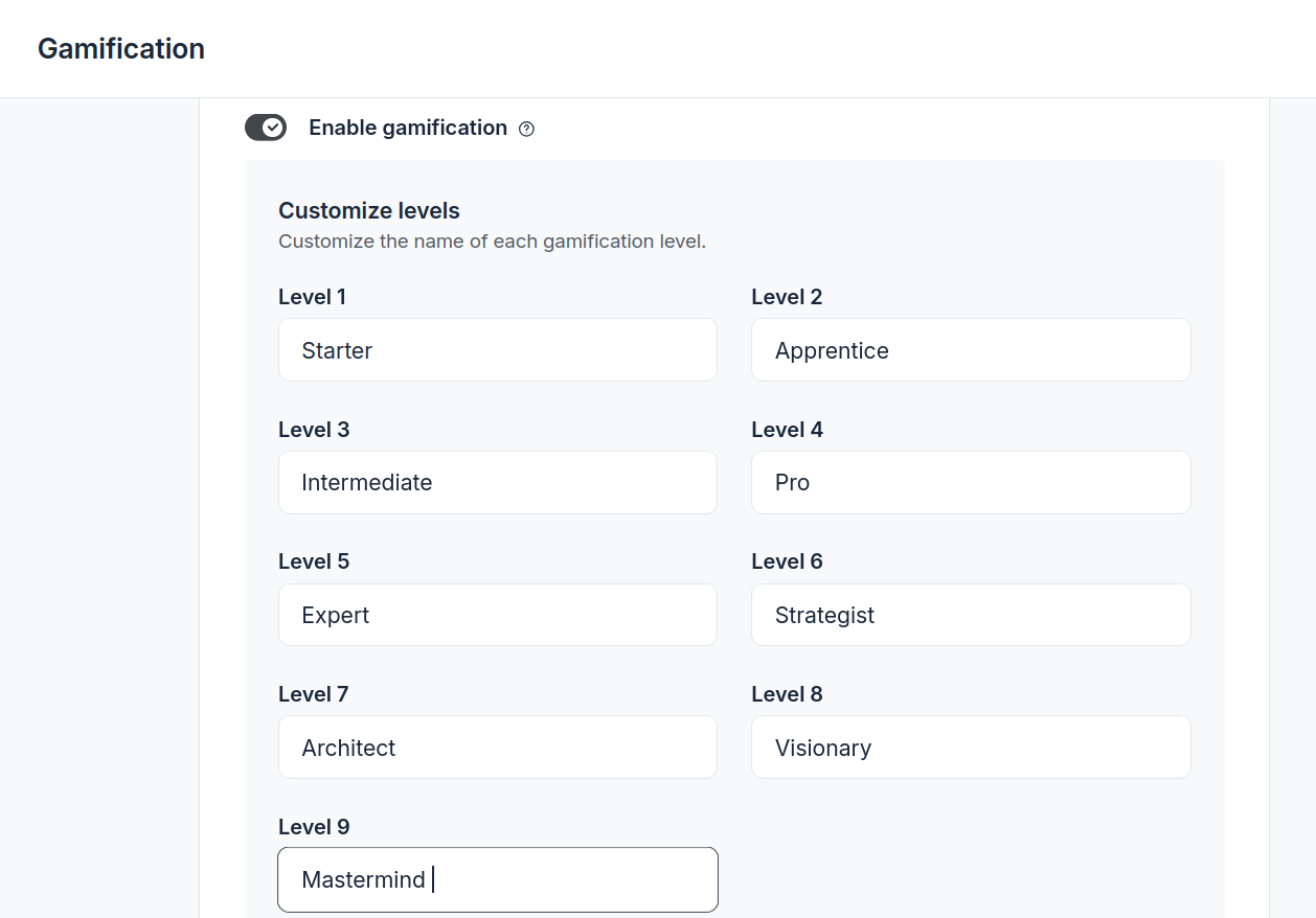 customize leaderboard levels