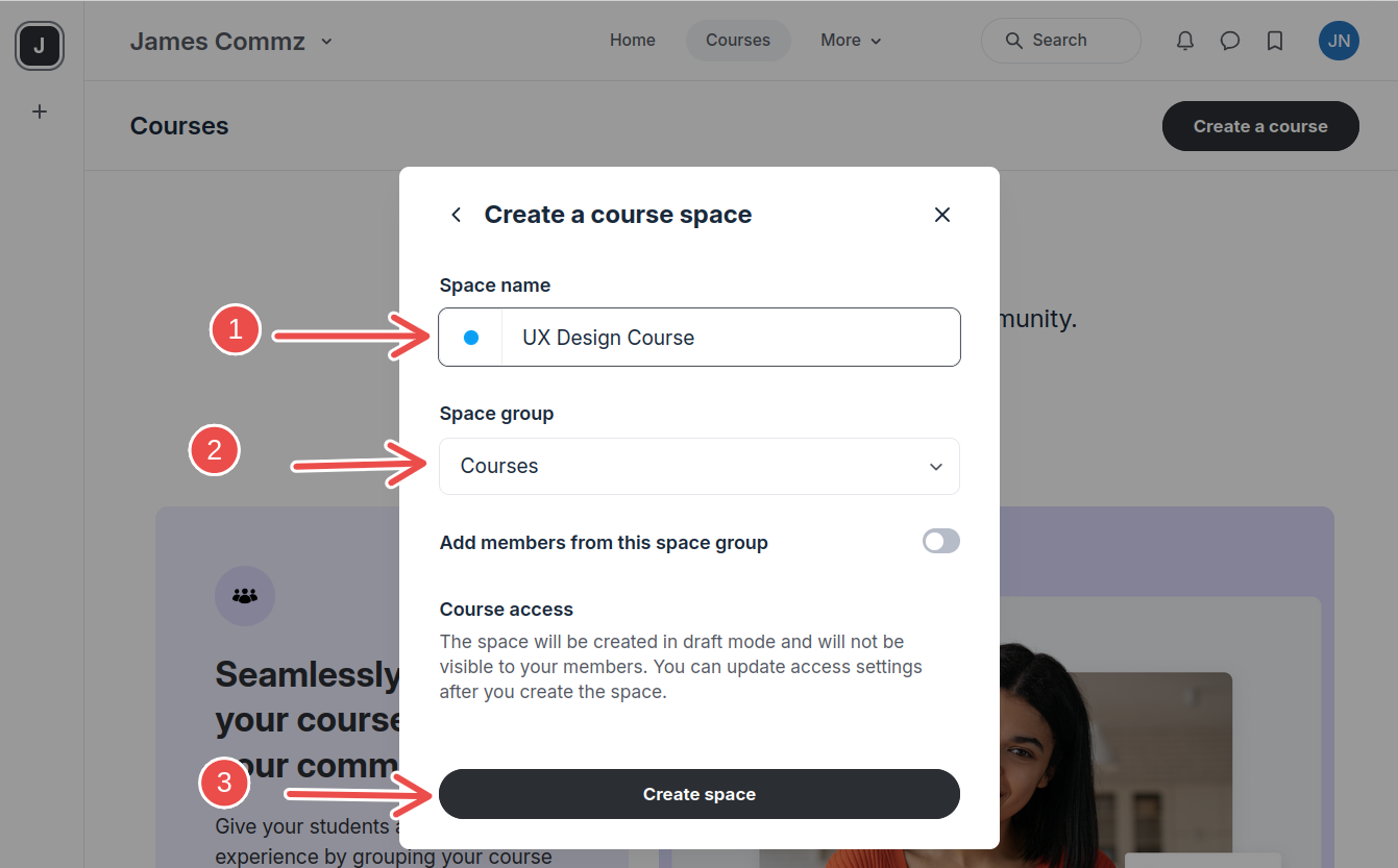 create a course space