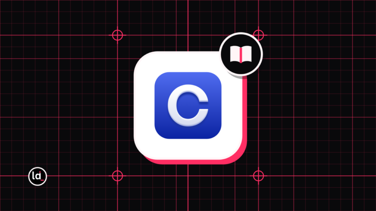Circle app icon on a black grid with an open book badge for the guide