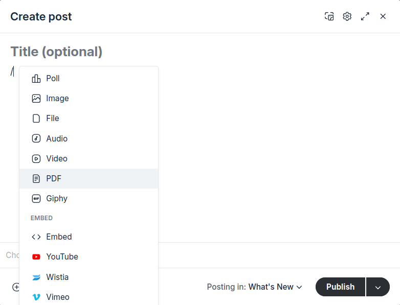 Various content format you can embed inside Circle community posts