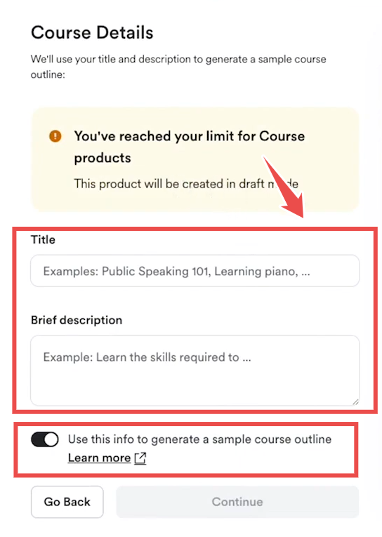 Kajabi's AI course outline generator