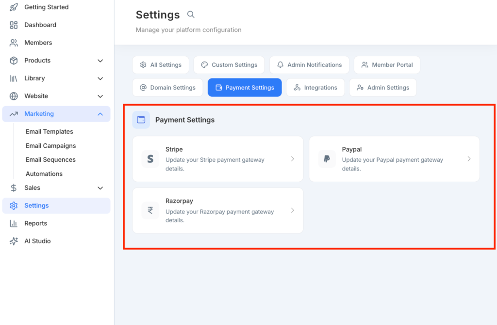 freshlearn payments gateways supported