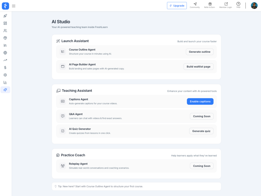 FreshLearn AI studio