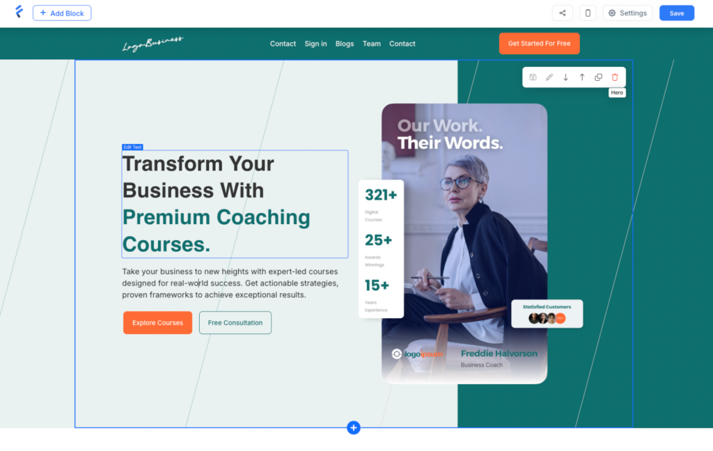 Freshlearn website builder