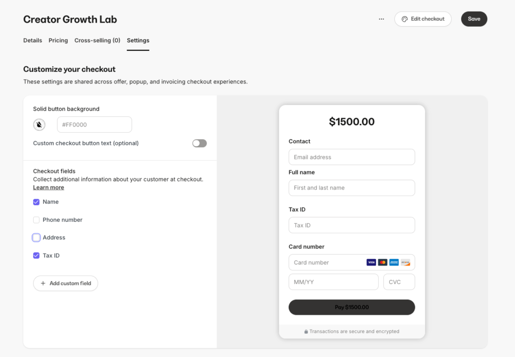 checkout builder in Kajabi