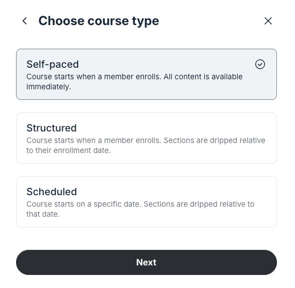 Online course structures you can create in the Circle.so course builder
