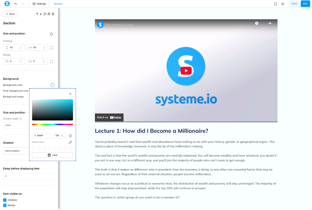 customizing systeme course player