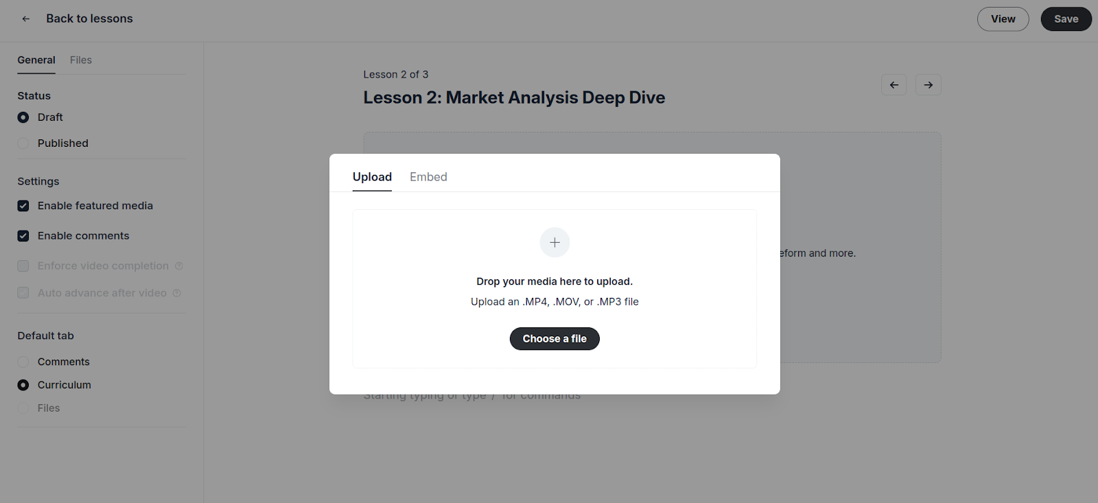 adding video lessons in Circle course builder