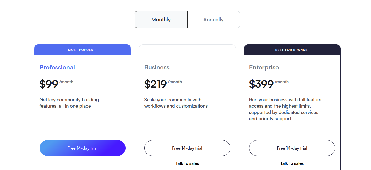 Circle's pricing plans