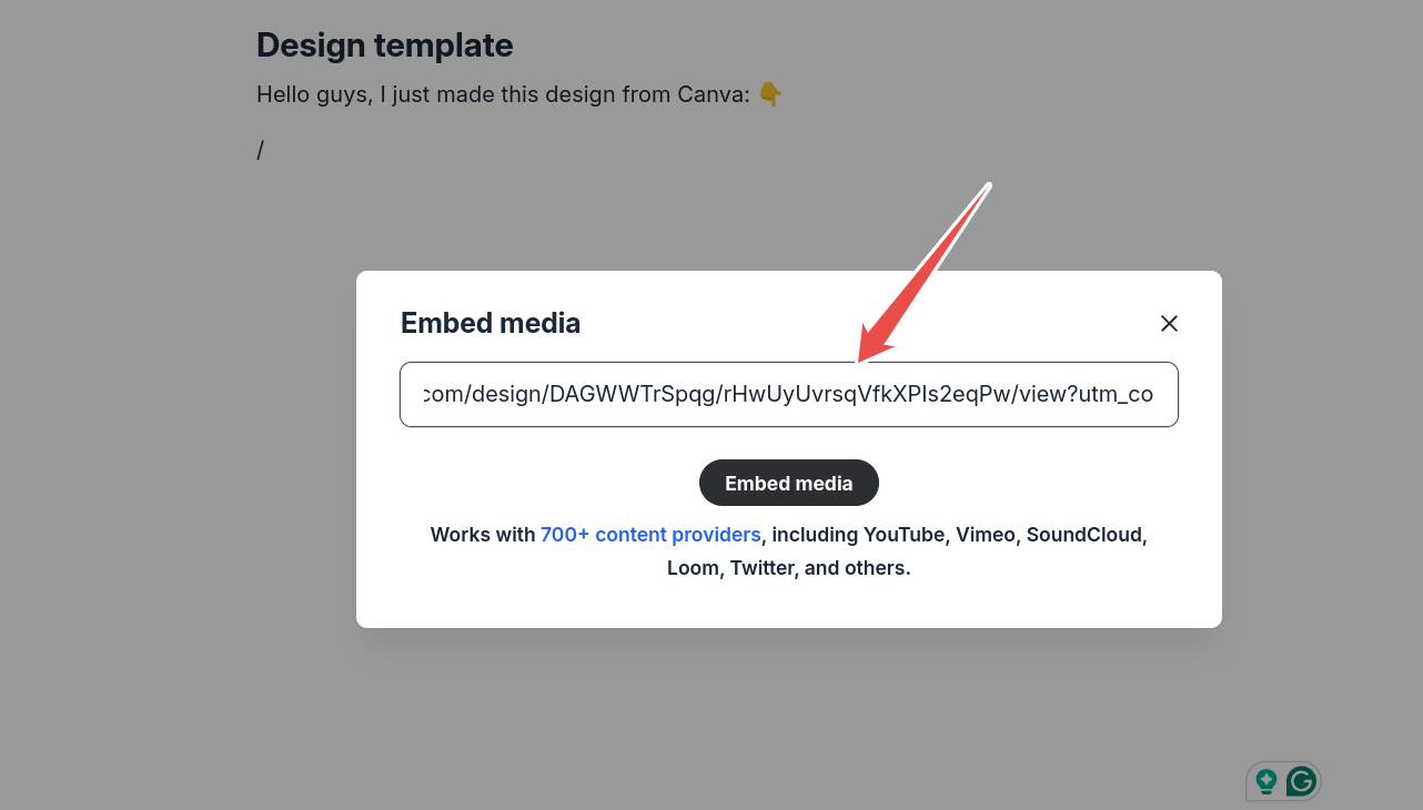 embedding other media elements to the platform