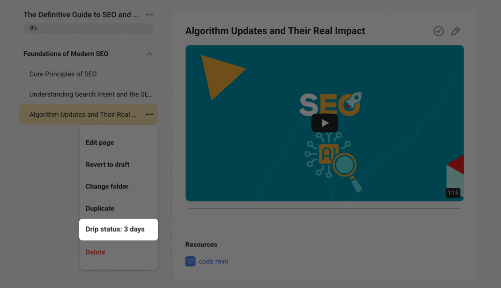 drip-feed course lessons
