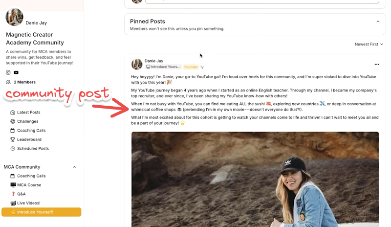 Kajabi community post example