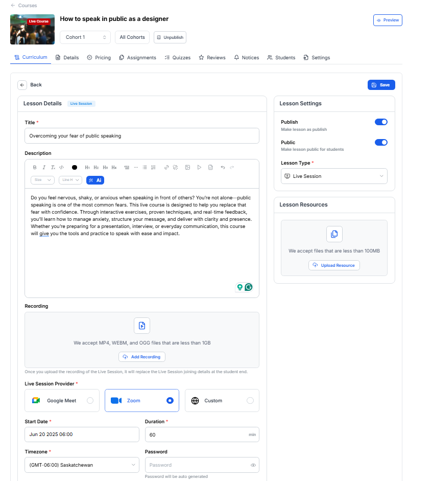 Klasio online course builder