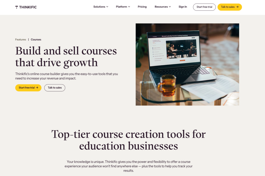 Thinkific website